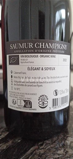 Loiren laakso Saumur-champigny Élégant & Soyeux 2022