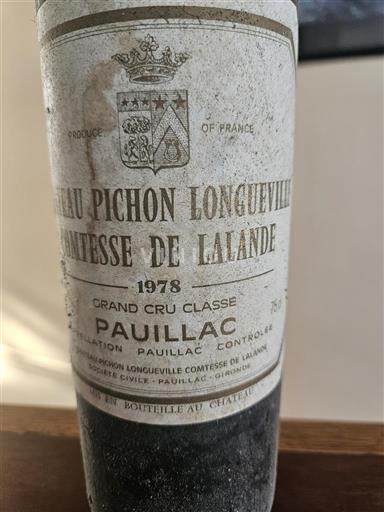 Bordeaux Pauillac Grand Cru Château Pichon Longueville Comtesse de Lalande 1978