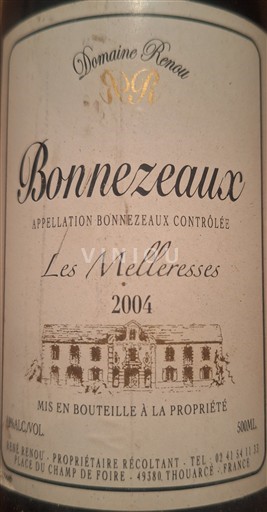 Thung lũng sông Loire Bonnezeaux Domaine Renou Les Melleresses 2004