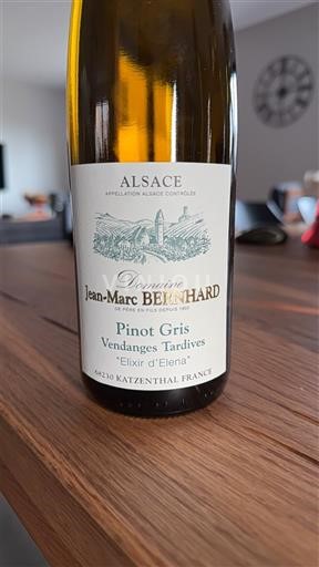 Alsacia Vendanges Tardives Domaine Jean-Marc Bernhard Elixir d'Elena 2015