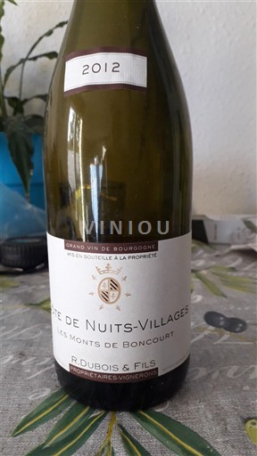 Bourgogne Côte de nuits villages R. Dubois & Fils Les Monts de Boncourt 2012