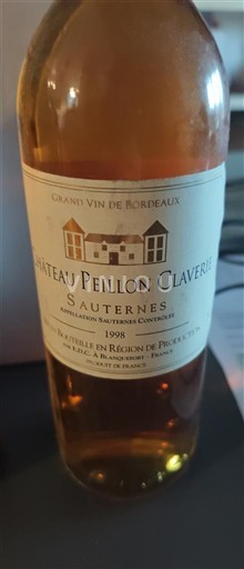 Bordeaux Sauternes Château Peillon Claverie 1998