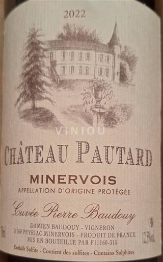 Linguadoca Minervois Château Pautard Pierre Baudouy 2022