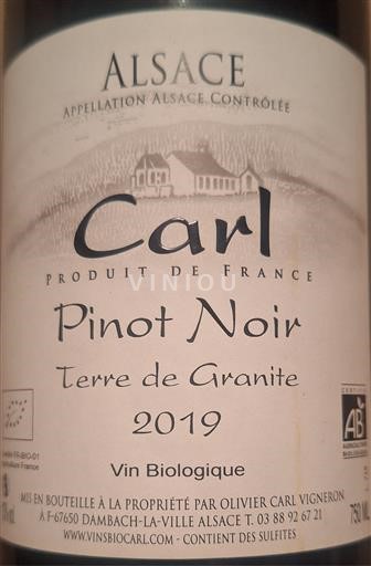 Alsace Pinot noir Domaine Carl Terre de Granite 2019