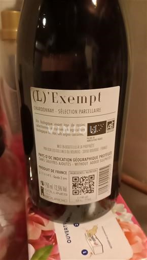 Languedoc-Roussillon Pays d'Oc Les Collines du Bourdic (L)'Exempt Chardonnay - Sélection Parcellaire 2024