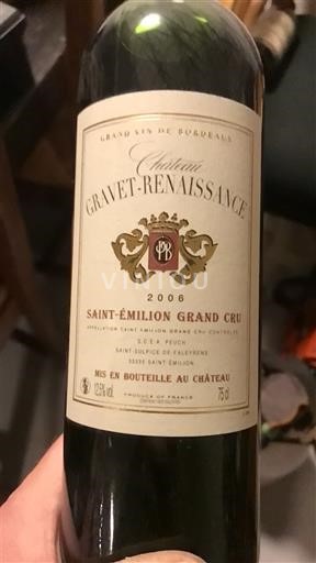 Bordeaux Saint-Émilion Grand Cru Grand Cru Château Gravet-Renaissance 2006