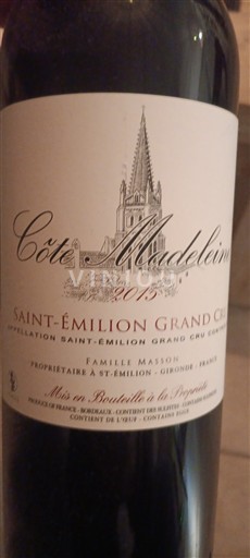 Bordeaux Saint-Émilion Grand Cru Grand Cru Côte Madeleine 2015