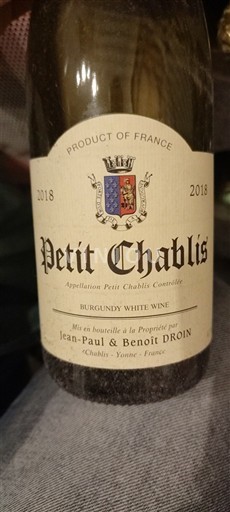 Borgogna Petit-chablis Jean-Paul & Benoit Droin 2018