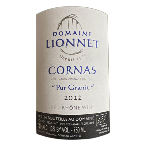 Rhône-dalen Cornas Domaine Lionnet Pur Granit 2022