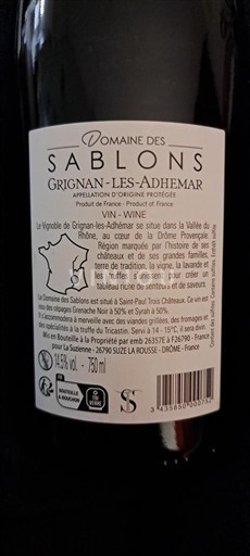 Thung lũng Rhône Grignan-les-adhémar Domaine S Sablons 2023