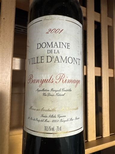 Roussillon Banyuls Domaine La Ville d'Amont Banyuls Rimage 2001