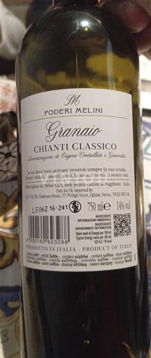 Toscana Chianti Classico Poderi Melini Granaio Không niên vụ