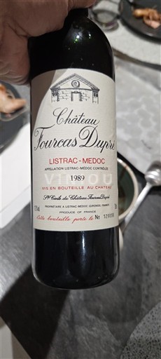 Bordeaux Listrac-Médoc Château Fourcas Dupré 1989