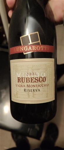 Umbría Torgiano Rosso Riserva Lungarotti Rubesco Vigna Monticchio Riserva 2004