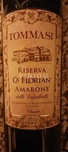Vénétie Amarone della Valpolicella Tommasi Ca' Florian Riserva 2015
