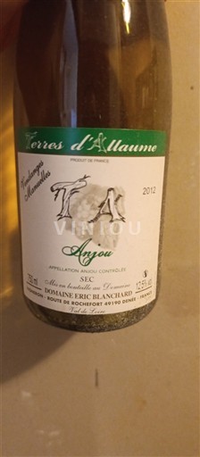 Loire Valley Anjou Domaine Éric Blanchard Terres d'Allaume 2012