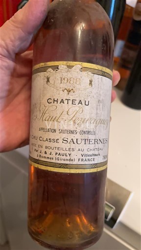 Bordeaux Sauternes Premier Cru Château Haut-Peyraguey 1988