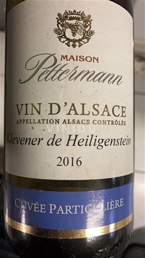Alsace Klevener de Heiligenstein Maison Pettermann Particulière 2016