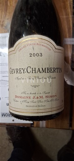 Bourgogne Gevrey-chambertin Domaine J & M Simon 2003