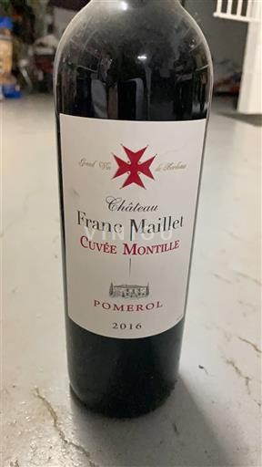 Bordeaux Pomerol Château Franc Maillet Montille 2016
