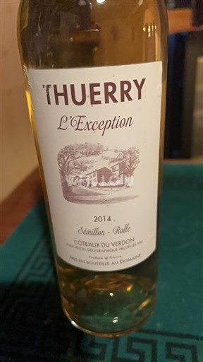 Provence, hạ lưu Rhône, Corse Coteaux du Verdon Château Thuerry L'Exception 2014