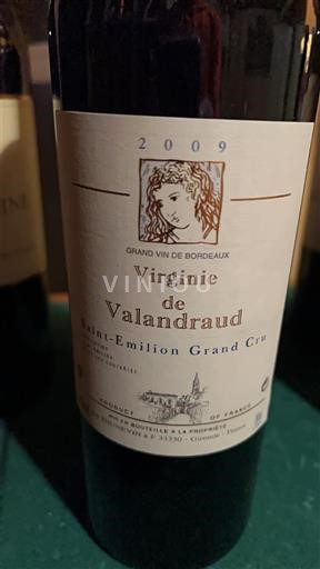 Víno Rouge sec Virginie de Valandraud Château Valandraud 2009 Francie Bordeaux Saint-Émilion Grand Cru AOC