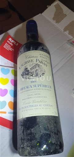 Vin Rouge sec Cuvée Tradition Château Lagrave Paran 2004 France Bordeaux Bordeaux supérieur AOC