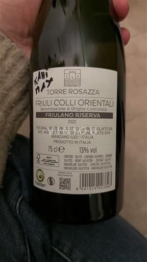 Emilia-Romagna Sillaro Torre Rosazza Friulano Riserva 2022