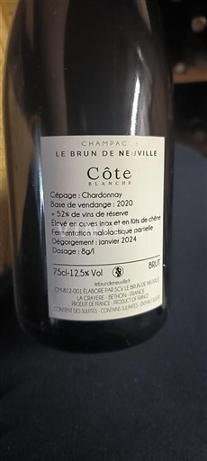 Champagne Champagner Le Brun de Neuville Côte Blanche 2020