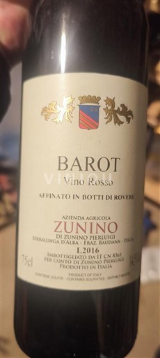 Piemonte Barbera d'Asti Azienda Agricola Zunino Barot 2016