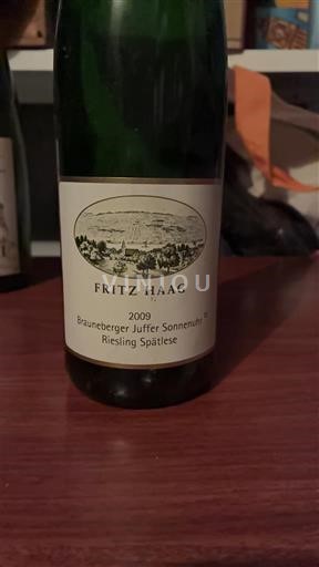 Vini Blanc moelleux Brauneberger Juffer Sonnenuhr Riesling Spätlese Fritz Haag 2009 Germania Mosella