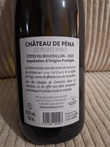 Roussillon Côtes-du-Roussillon Château Peña Les Pierres Noires 2023