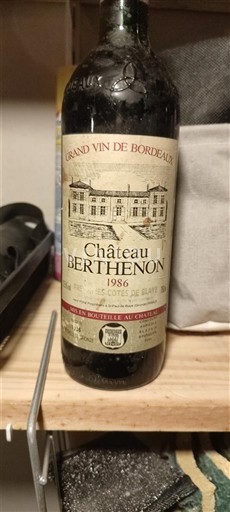 Bordeaux Côtes-de-bourg Château Berthenon 1986