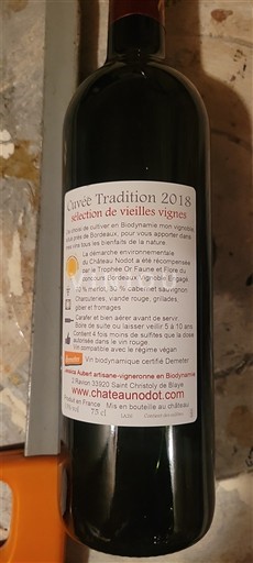 Bordeaux Blaye-côtes-de-bordeaux Château Nodot Tradition sélection de vieilles vignes 2018
