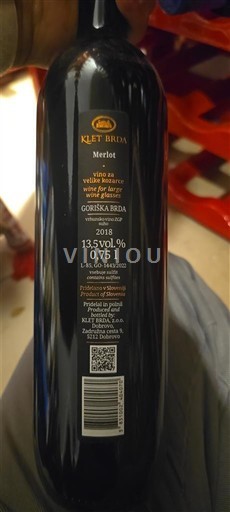 Primorska Goriška Brda Klet Brda Merlot 2018
