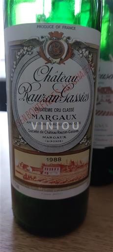 Bordoja Margaux Grand Cru Château Rauzan-Gassies 1988