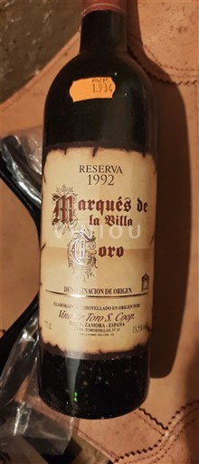 Castille và León Toro Marqués de la Villa Reserva 1992