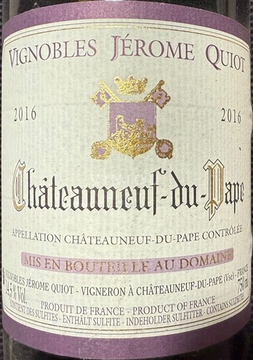 Vale do Ródano Châteauneuf-du-Pape Vignobles Jérome Quiot 2016