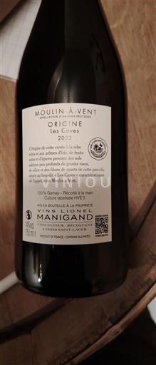 Beaujolais Moulin-à-vent Domaine Manigand Origine les Caves 2023