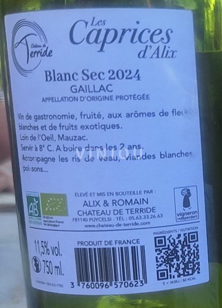 Sudoeste Gaillac Château Terride Les Caprices d'Alix 2024