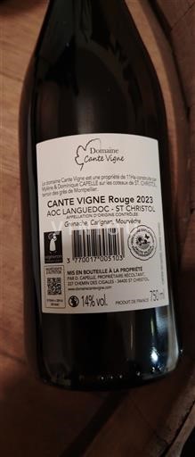 Languedoc Domaine Cante Vigne Cante Vigne Rouge 2023