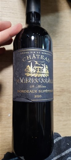 Bordeaux Bordeaux Supérieur Château Maison Noble Saint Martin 2020