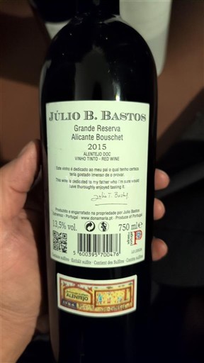 Alentejo Alentejano Júlio B. Bastos Grande Reserva Alicante Bouschet 2015