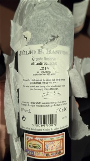 Alentejo Alentejano Júlio B. Bastos Grande Reserva Alicante Bouschet 2014