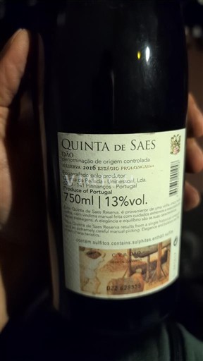 Portugal Dão. Quinta de Saes Reserva estágio prolongado 2016