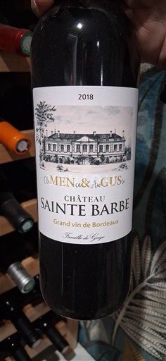 Bordeaux Bordeaux Supérieur Château Sainte Barbe Clémentine et Augustin 2018
