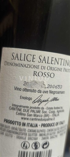 Puglia Salice Salentino Cantine Due Palme 2023