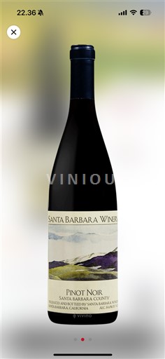 Vùng trồng nho được cấp phép California Không được chỉ định Santa Barbara Winery Pinot Noir 2018