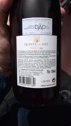 Portugal Dão. Quinta de Saes Palhete 2023