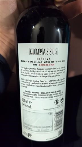 Portogallo Bairrada Kompassus Reserva 2019